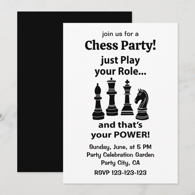 Invitación Fiesta de Ajedrecistas (Anverso / Reverso)