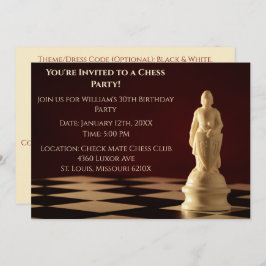 Invitación Fiesta de ajedrez de 30 años rojo oscuro
