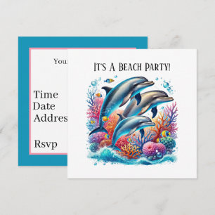 Invitación Fiesta de amantes de delfines lindos