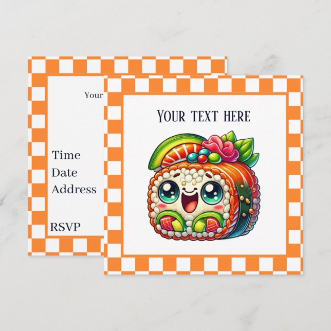 Invitación Fiesta de amantes del sushi (Anverso / Reverso)