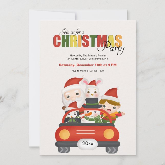 Invitación Fiesta de amigos de Navidad (Anverso)