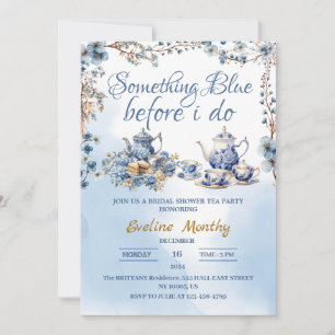 Invitación fiesta de amor está hirviendo delft azul floral Ch