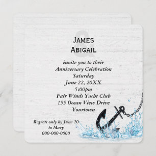 Invitación Fiesta De Anclaje Náutico En Aniversario Del Agua