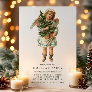 Invitación Fiesta de ángel de Navidad Victoriana Vintage