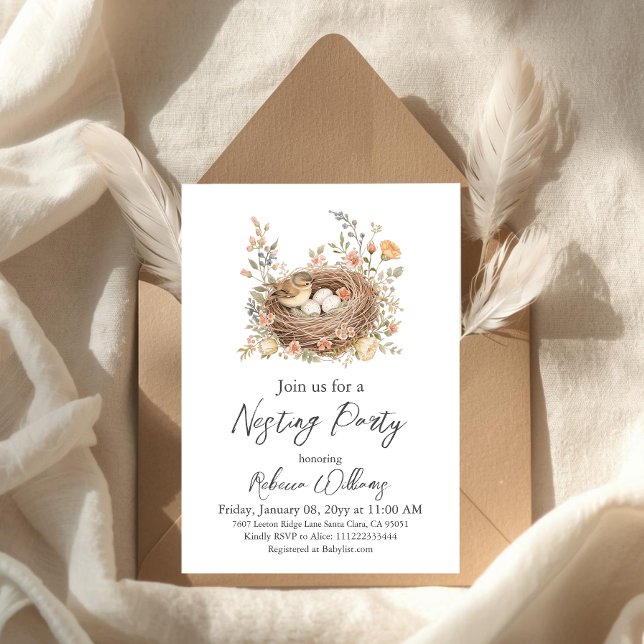 Invitación Fiesta de Anidación de Pájaros Boho Baby Shower (Subido por el creador)