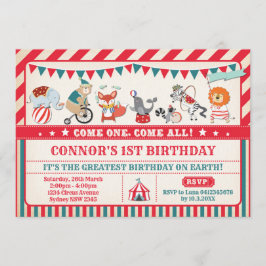 Invitación Fiesta de animaciones de circo de cumpleaños de ca