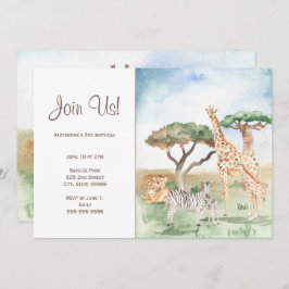 Invitación Fiesta de animales africanos de mamá y bebé en acu