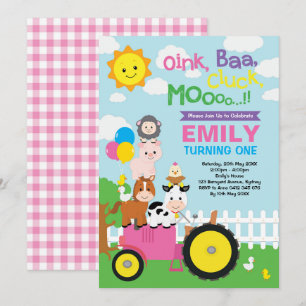 Invitación Fiesta de Animales de Barnyard de Birthday para la