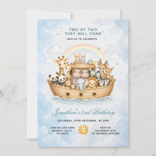 Invitación Fiesta de Animales de Dos en Dos Arca de Noé