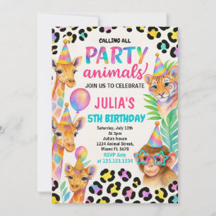 Invitación Fiesta de animales de la jungla para niños