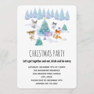 Invitación Fiesta de Animales del Bosque Bailando Alrededor d