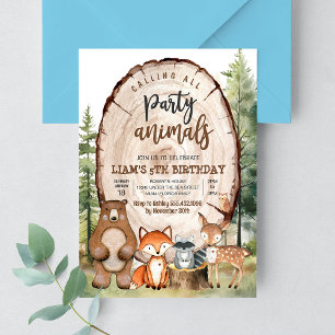 Invitación Fiesta de Animales del Bosque Cumpleaños en el Bos