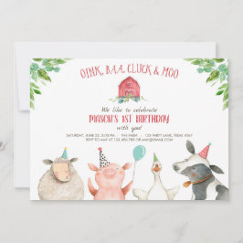 Invitación Fiesta de Animales del Viejo MacDonald Barnyard