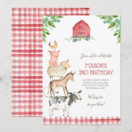 Invitación Fiesta de Animales del Viejo MacDonald Barnyard