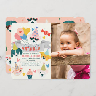 Invitación Fiesta de animales Perros y globos de gato Foto de