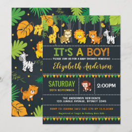 Invitación Fiesta de animales salvajes de Baby Shower de Cute
