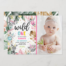 Invitación Fiesta de animales salvajes de la selva dorada de 