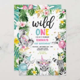 Invitación Fiesta de animales salvajes de la selva dorada de 