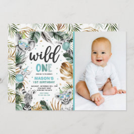 Invitación Fiesta de animales salvajes de la selva dorada de 