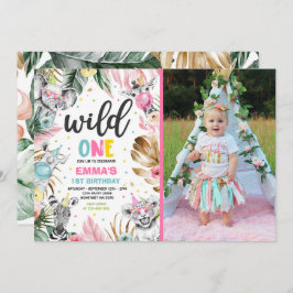 Invitación Fiesta de animales salvajes de la selva dorada de 