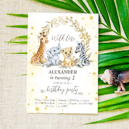 Invitación Fiesta de animales salvajes de safari en una jungl