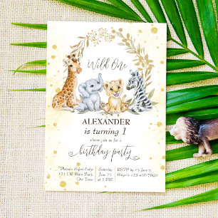 Invitación Fiesta de animales salvajes de safari en una jungl