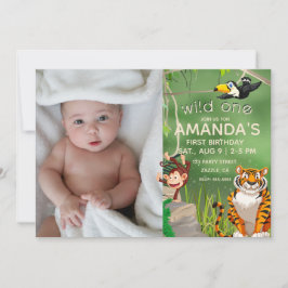 Invitación Fiesta de animales salvajes de un cumpleaños en la