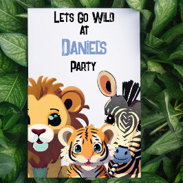 Invitación Fiesta de animales salvajes para niños personaliza