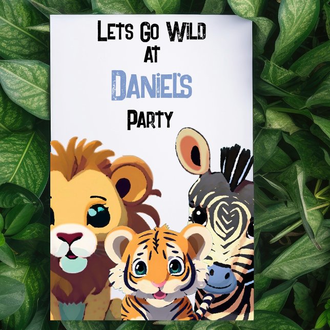 Invitación Fiesta de animales salvajes para niños personaliza (Subido por el creador)