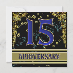 Invitación fiesta de aniversario 15 años Black and Gold