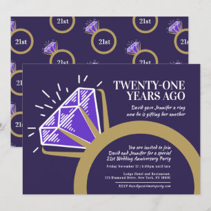 Invitación fiesta de aniversario 21 iolite anillo gráfico