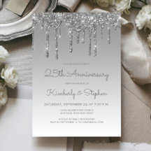 Fiesta de aniversario 25 Chic Glitter Drip Silver