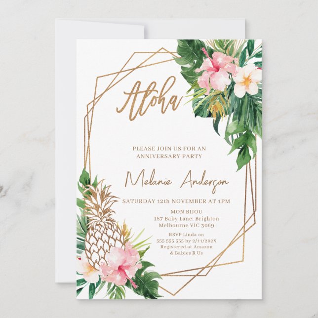Invitación Fiesta de Aniversario ASEC floral geométrica (Anverso)