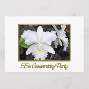 Invitación Fiesta de aniversario blanca quebradiza 55 de las