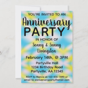 Invitación Fiesta de Aniversario Blue Tie Dye