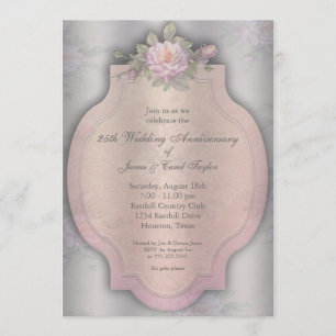 Invitación Fiesta de aniversario de 25 años Vintage Rose Silv