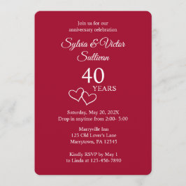 Invitación Fiesta de aniversario de 40 años elegante y person