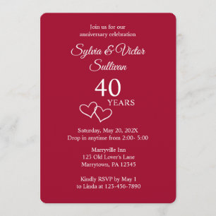 Invitación Fiesta de aniversario de 40 años elegante y person
