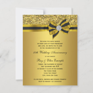 Invitación Fiesta de aniversario de 50 años Elegant Gold Bow