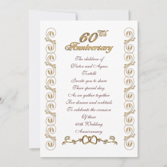 Invitación fiesta de aniversario de 60 años para padres (Anverso)