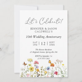 Invitación Fiesta de aniversario de boda botánica de flores s
