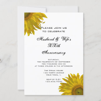Invitación Fiesta de Aniversario de Boda con Girasoles Amaril