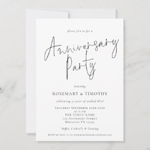Invitación Fiesta de aniversario de boda con guión minimalist