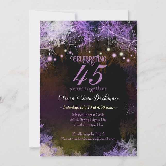 Invitación Fiesta de aniversario de Boda de las Luces Foresta (Anverso)