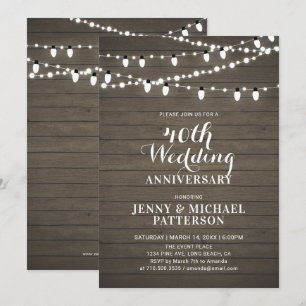 Invitación Fiesta de Aniversario de Boda de Madera Rústica y 
