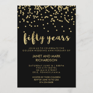 Invitación Fiesta de Aniversario de Boda de Oro con Confeti D