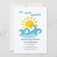 Fiesta de aniversario de boda en la playa con cena