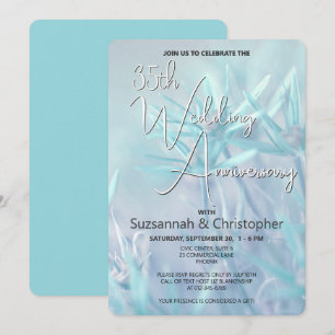 Invitación Fiesta de aniversario de boda floral azul verdoso 