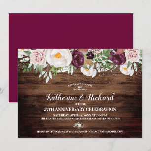 Invitación Fiesta de aniversario de Boda floral de país ruso