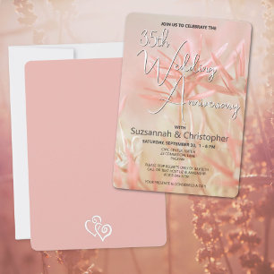Invitación Fiesta de aniversario de boda floral naranja polvo